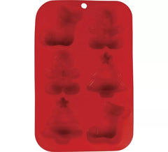 Molde de Silicona rojo para 6 Galletas Navideñas de 16x25 cm