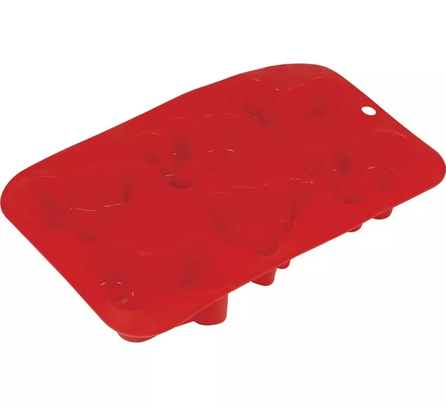 Molde de Silicona rojo para 6 Galletas Navideñas de 16x25 cm