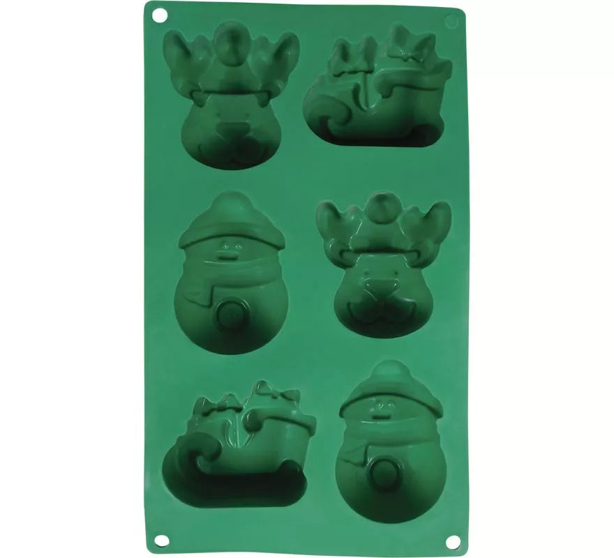 Translation missing: es.Molde de Silicona verde para 6 Galletas de Navideñas de 17x29 cm