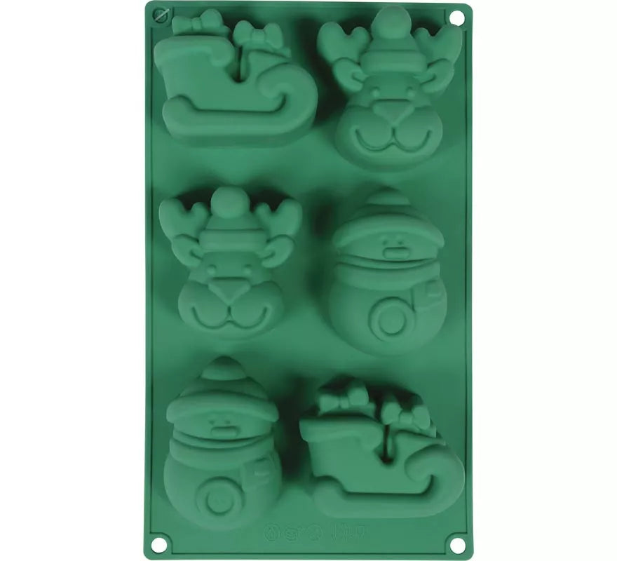 Translation missing: es.Molde de Silicona verde para 6 Galletas de Navideñas de 17x29 cm