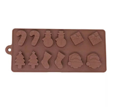 Molde Rectangular para 12 Galletas Navideñas de silicona de 10x20 cm