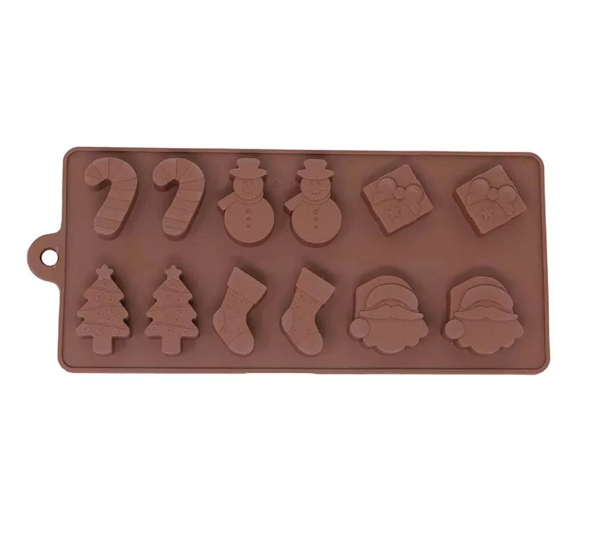 Translation missing: es.Molde Rectangular para 12 Galletas Navideñas de silicona de 10x20 cm