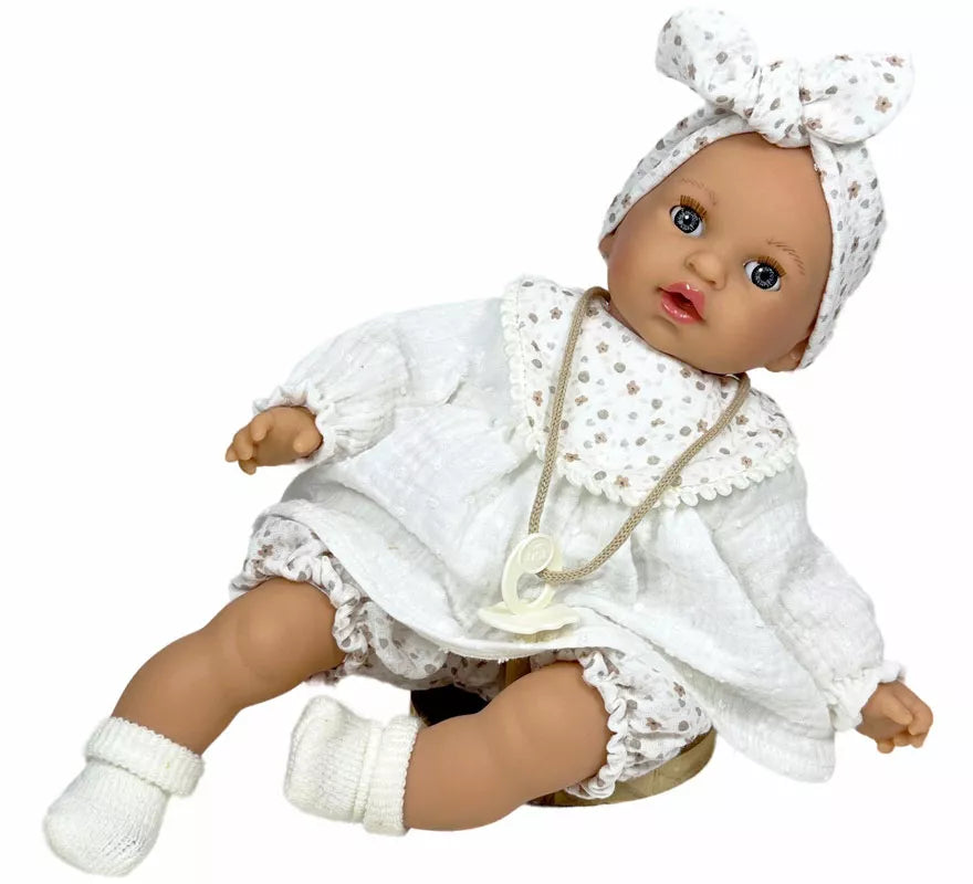 Translation missing: es.Muñeca Álex Muselina blanca con chupete de 40 cm