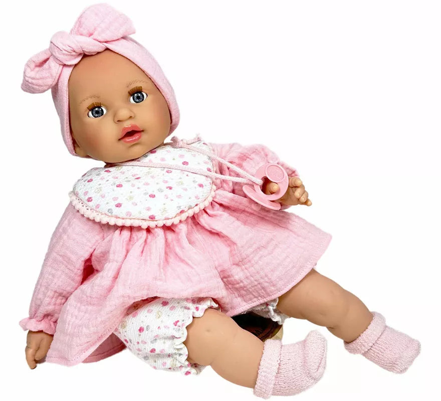 Translation missing: es.Muñeca Álex Muselina rosa con Chupete de 40 cm