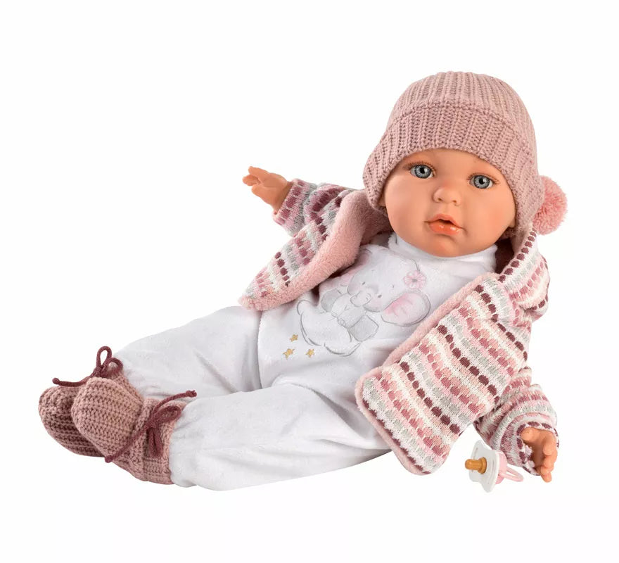 Muñeca Baby Julia Llorona de 42 cm con Conjunto de Punto