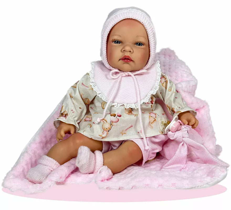 Translation missing: es.Muñeca Celia con Manta y Conjunto rosa de 45 cm