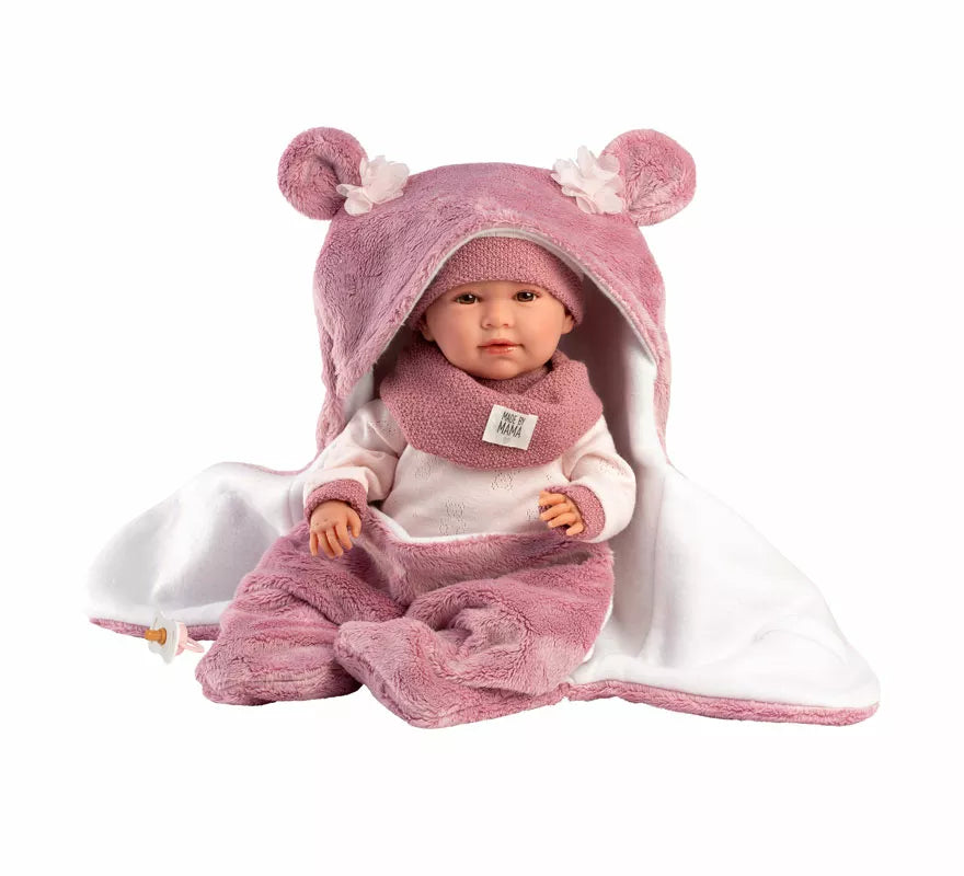 Muñeca Mimi Llorona de 42 cm con Saquito de Osito