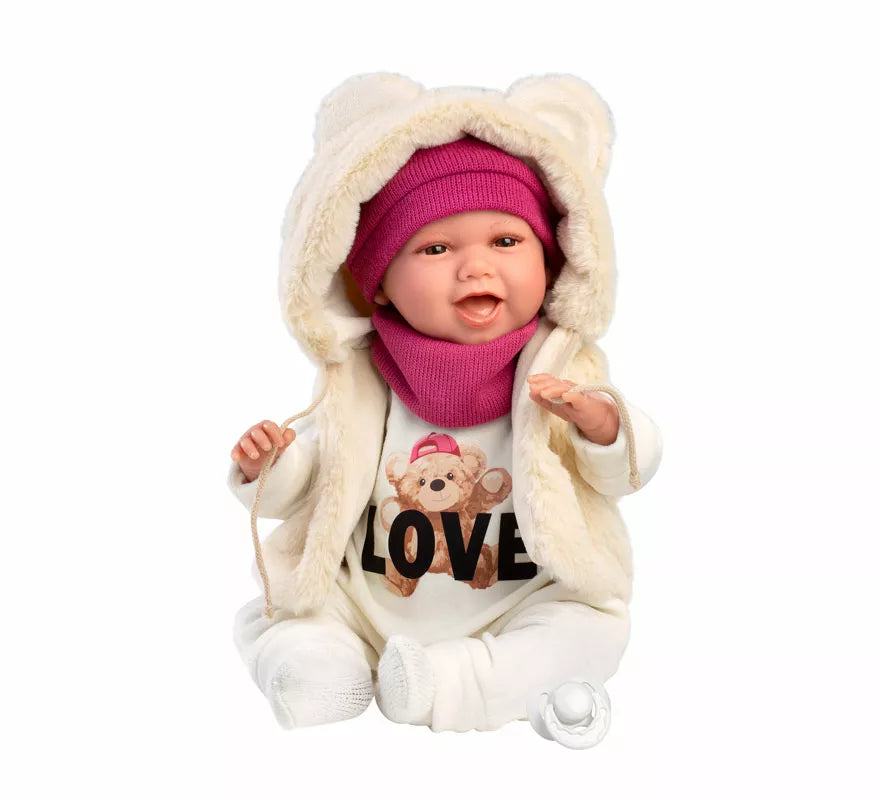 Muñeca Mimi Sonrisas Osito Love de 42 cm con Chaleco y Chupete