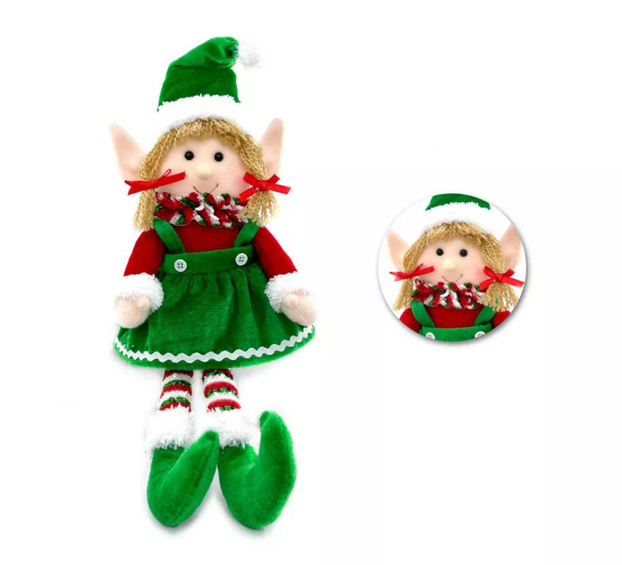 Muñeco de Elfa Verde Sentada de 43 cm