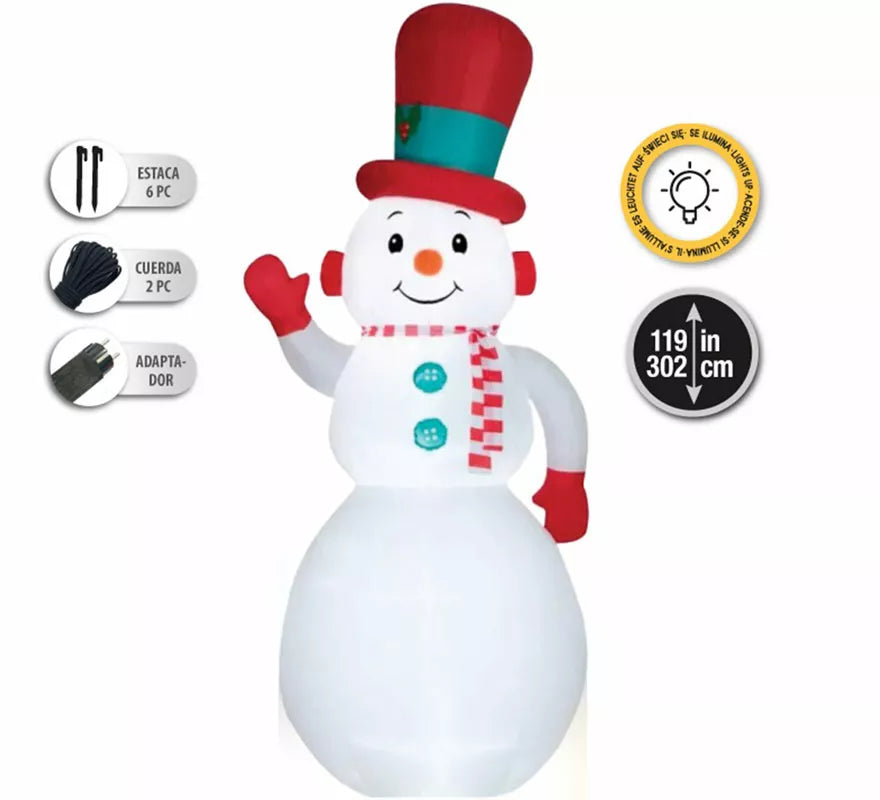Translation missing: es.Muñeco de Nieve Sonriente Hinchable con LED de 302 cm