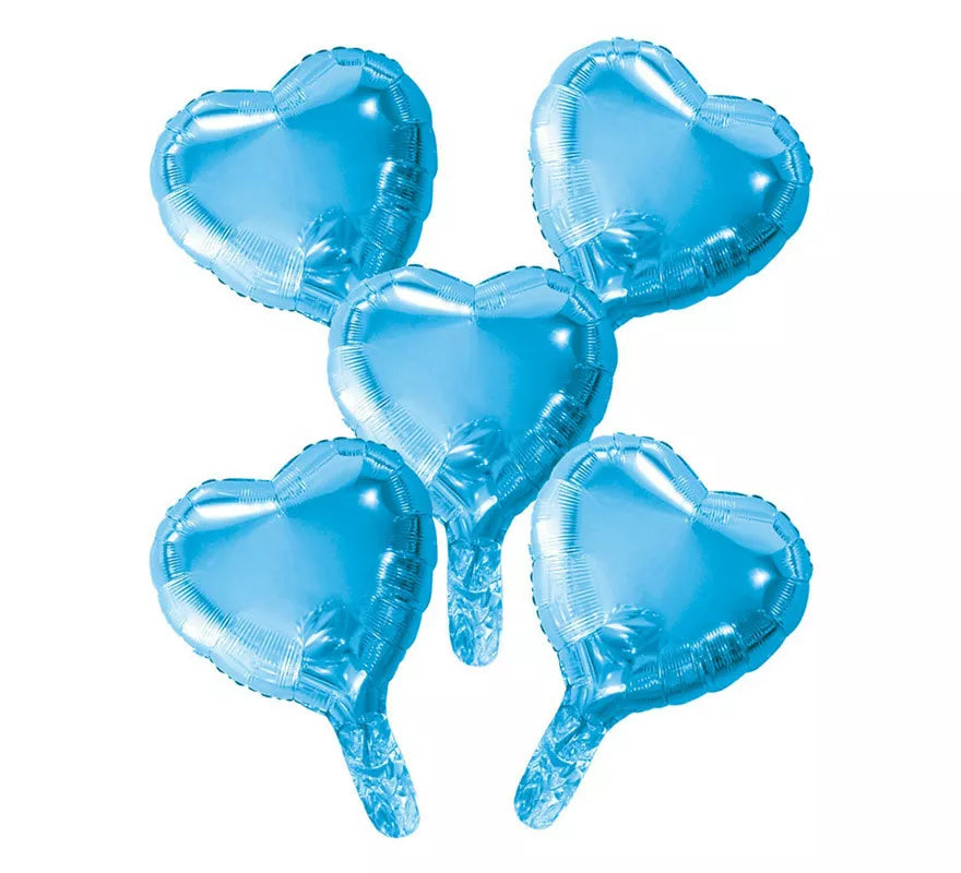 Translation missing: es.Pack 5 Globos de Foil Corazón Azul Bebé de 23 cm