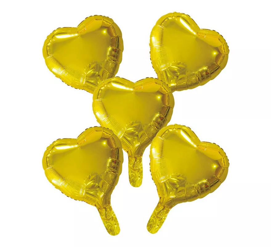Translation missing: es.Pack 5 Globos de Foil Corazón Oro de 23 cm