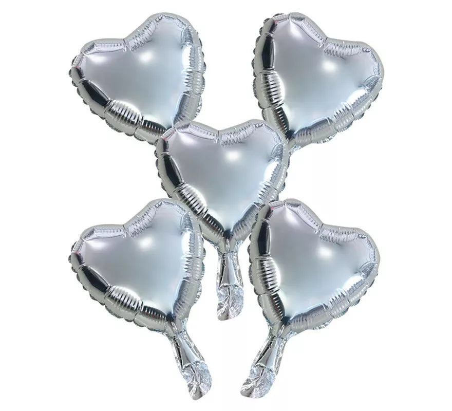 Translation missing: es.Pack 5 Globos de Foil Corazón Plata de 23 cm