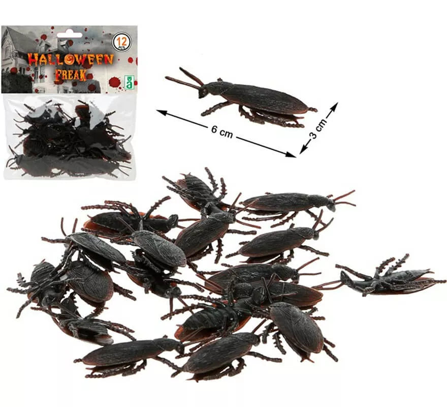 Translation missing: es.Pack de 10 Cucarachas negras 13 cm