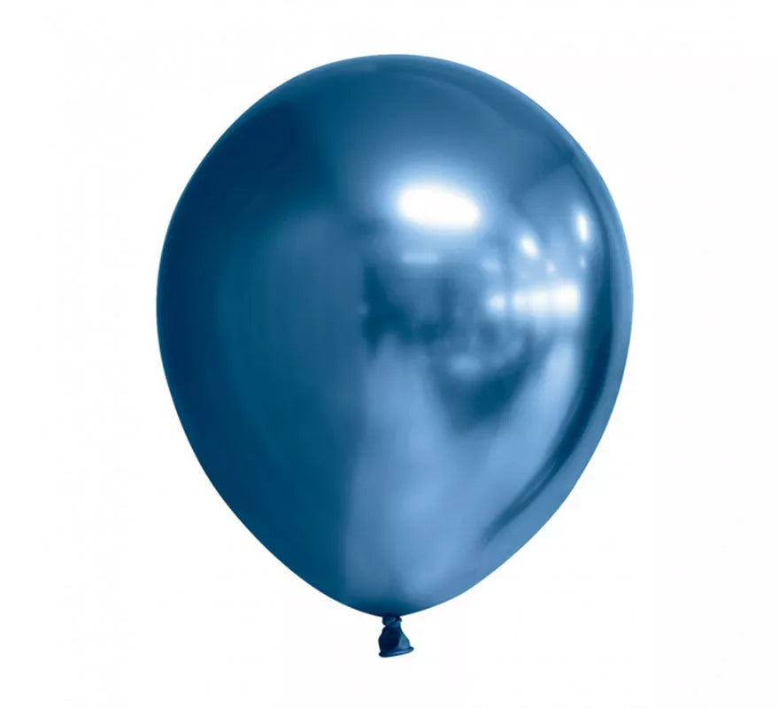 Pack de 10 Globos Cromados Redondo Color Azul de 30 cm