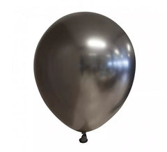 Pack de 10 Globos Cromados Redondo Color Gris Espacial de 30 cm