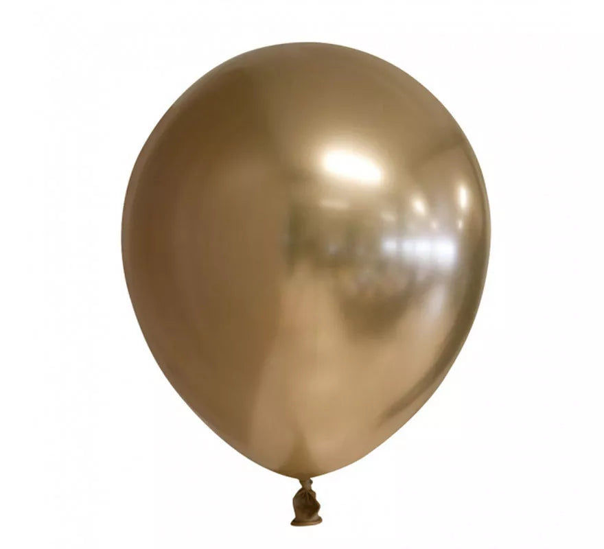 Pack de 10 Globos Cromados Redondo Color Oro de 30 cm