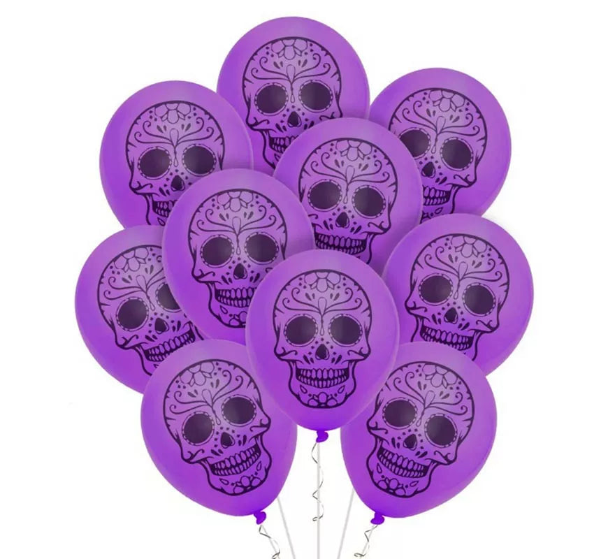 Pack de 10 Globos Día de los Muertos de 30 cm