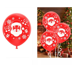 Pack de 10 Globos rojos de Papá Noel de Látex