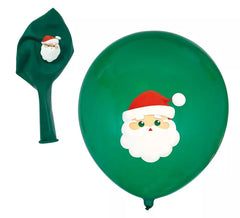 Pack de 10 Globos verdes de Papá Noel de Látex