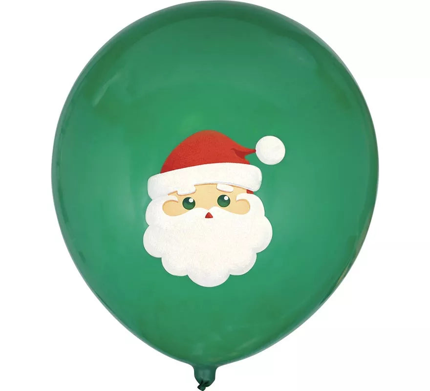 Pack de 10 Globos verdes de Papá Noel de Látex