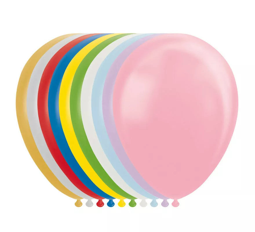 Pack de 100 Globos Metalizados/ Perlados Colores Surtidos de 30 cm