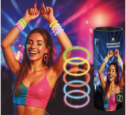 Pack de 100 Pulseras de Luz Neón