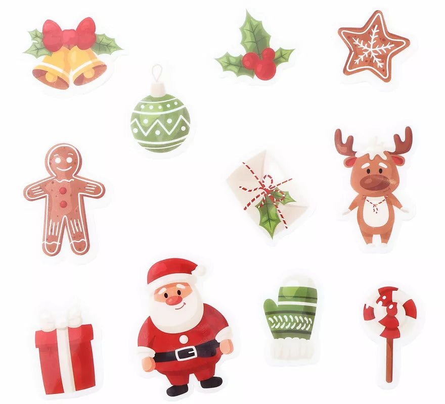 Pack de 11 Pegatinas Gel Figuritas Navideñas de 20x25 cm