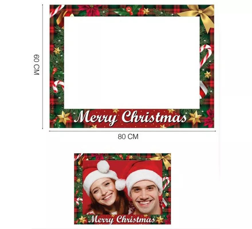 Translation missing: es.Pack de 12 Photocall Merry Christmas rojo de 80x60 cm