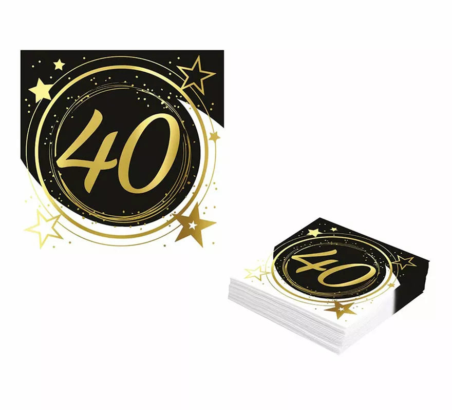 Translation missing: es.Pack de 12 Servilletas 40 Años Cumpleaños y Aniversarios de 33X33 cm