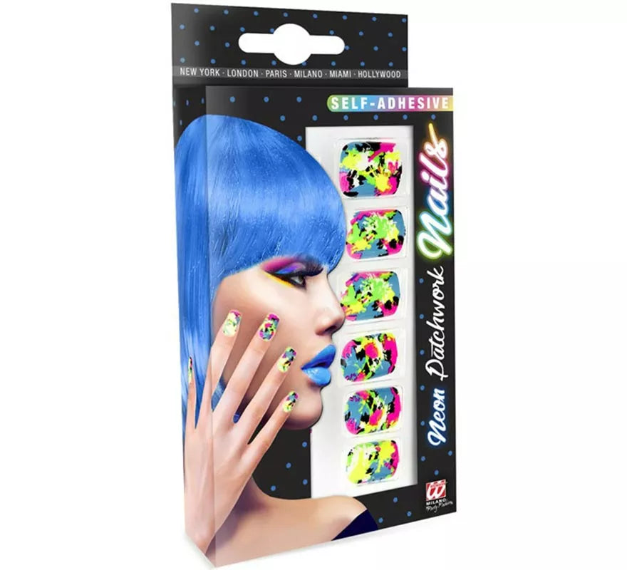 Translation missing: es.Pack de 12 Uñas Autoadhesivas de Mosaico neón