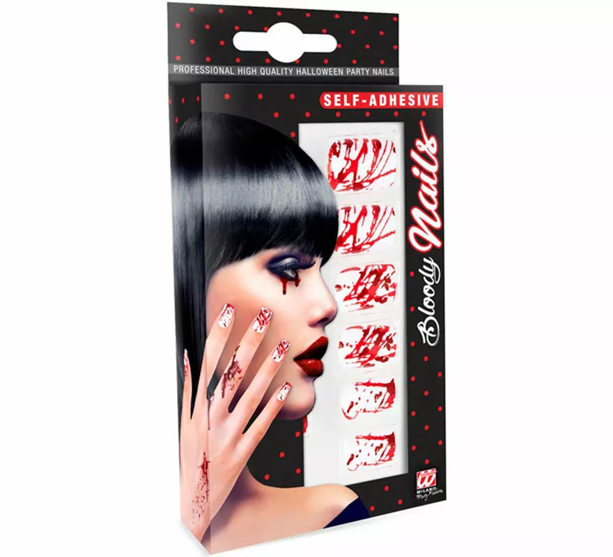 Pack de 12 Uñas Autoadhesivas Ensangrentadas