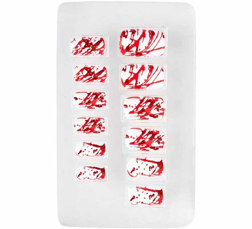 Pack de 12 Uñas Autoadhesivas Ensangrentadas