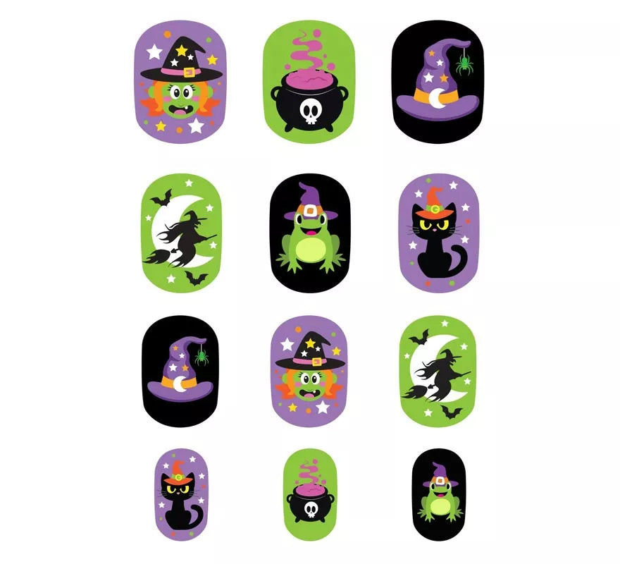 Translation missing: es.Pack de 12 Uñas Bruja con Adhesivo Infantil