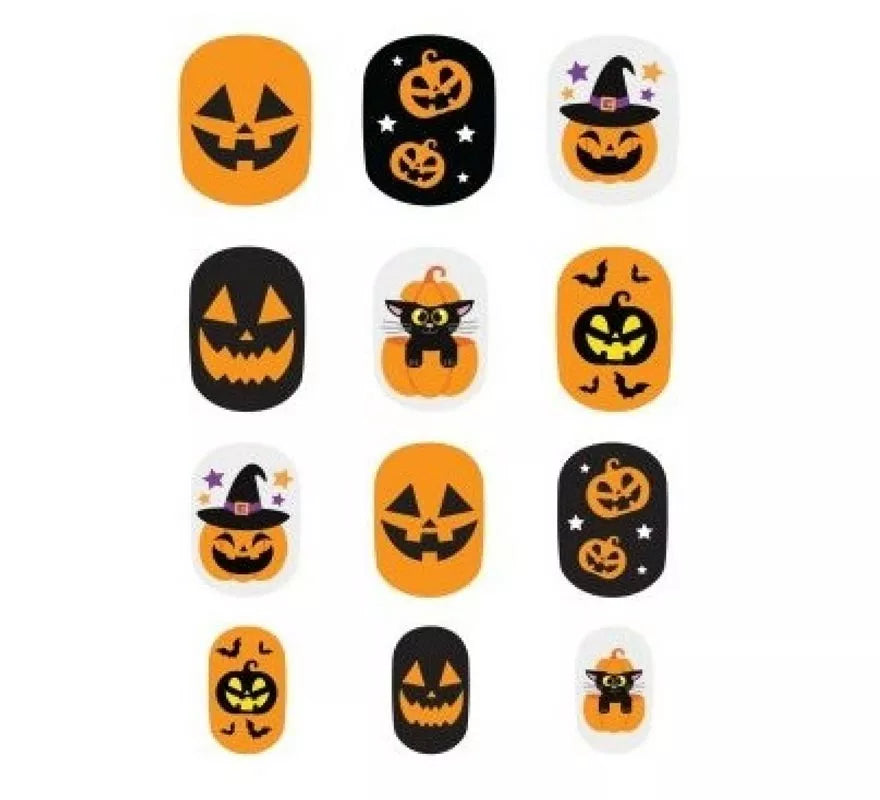 Translation missing: es.Pack de 12 Uñas Calabaza con Adhesivo Infantil