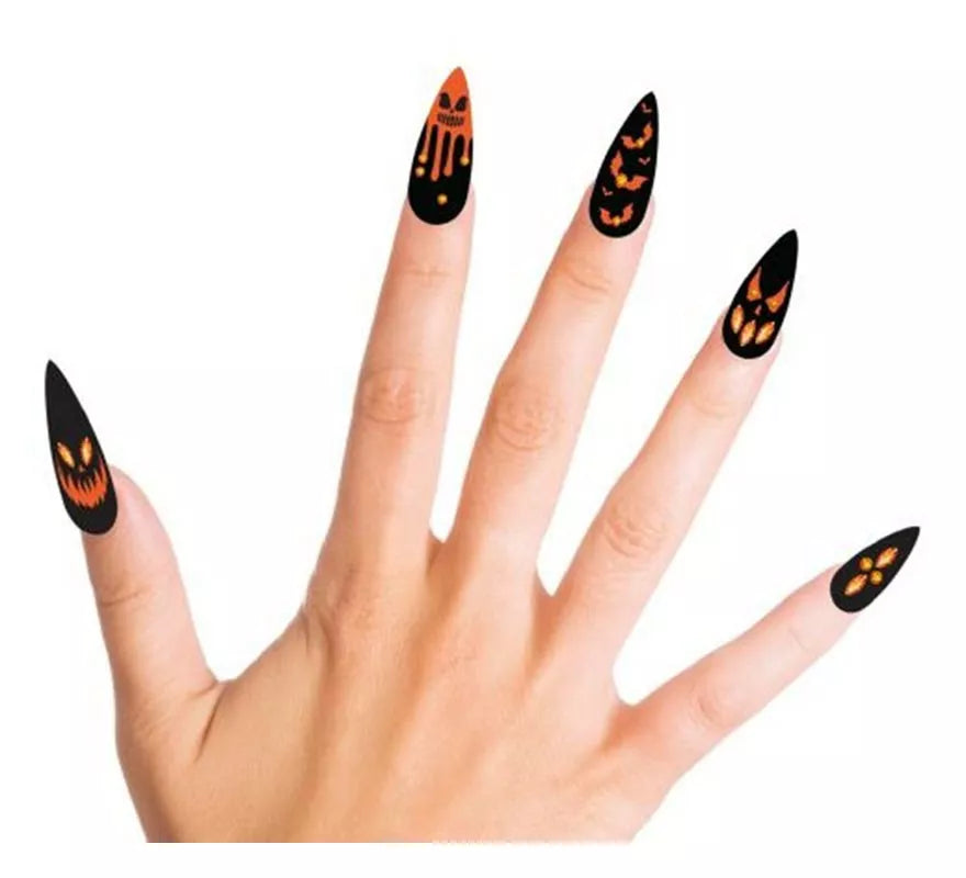 Translation missing: es.Pack de 12 Uñas Postizas Calabazas con Joyas