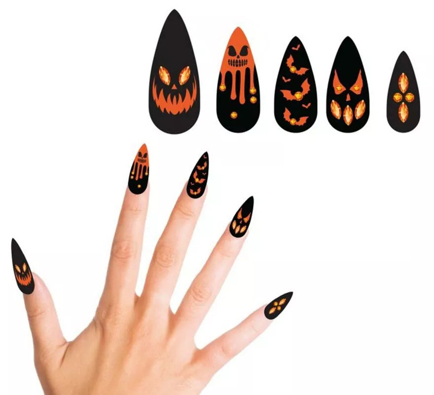 Translation missing: es.Pack de 12 Uñas Postizas Calabazas con Joyas