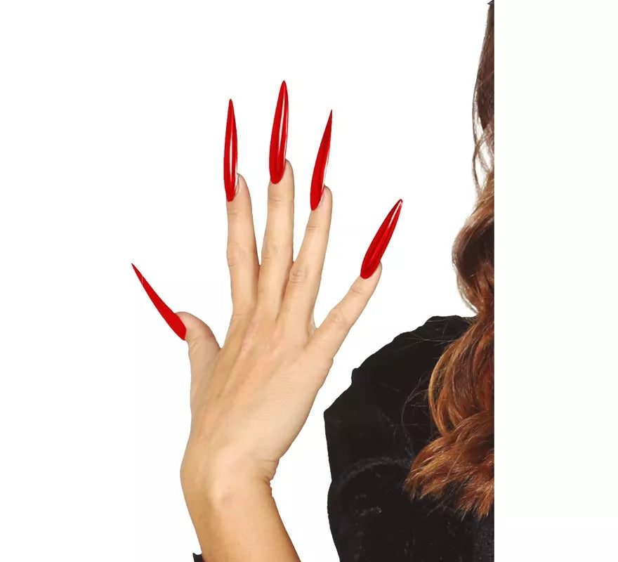 Pack de 12 Uñas rojas con adhesivo