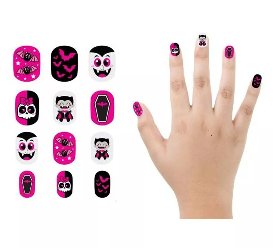 Pack de 12 Uñas Vampiro con Adhesivo Infantil