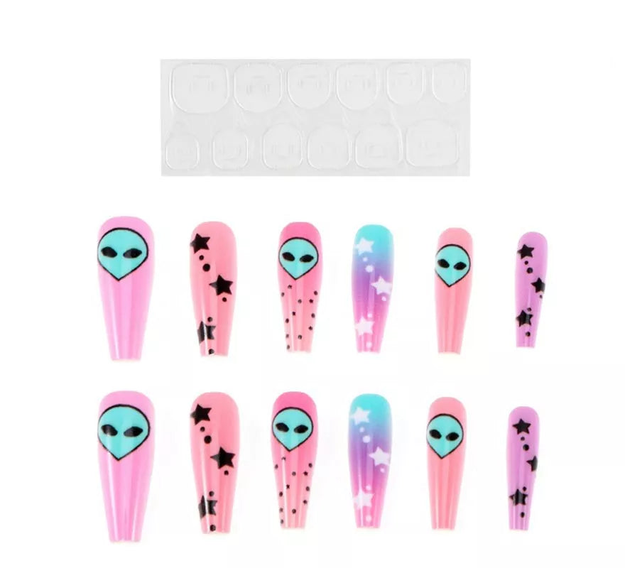 Pack de 13 Uñas Autoadhesivas Alien rosa