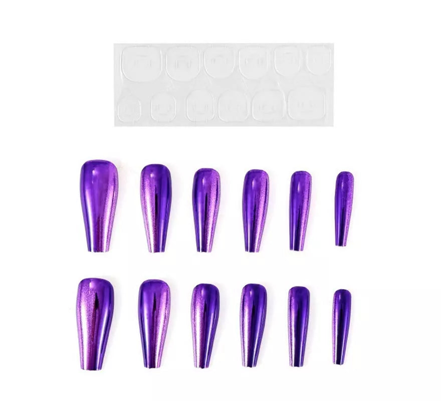 Translation missing: es.Pack de 13 Uñas Autoadhesivas efecto metal morada