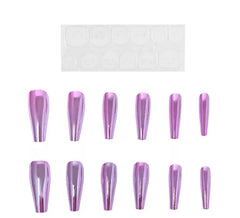 Pack de 13 Uñas Autoadhesivas efecto metal rosa