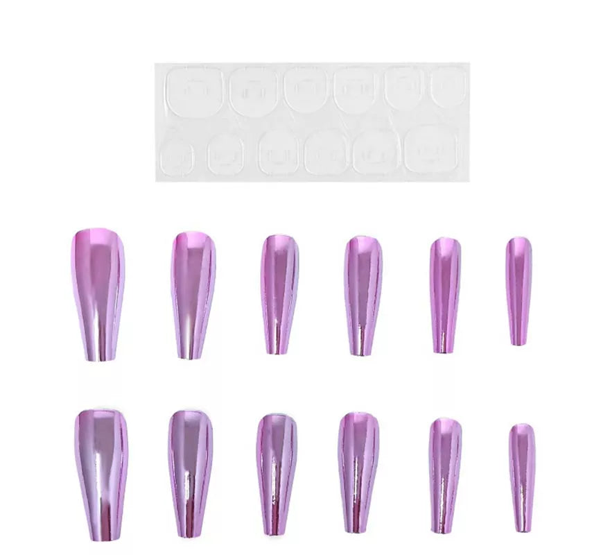 Translation missing: es.Pack de 13 Uñas Autoadhesivas efecto metal rosa