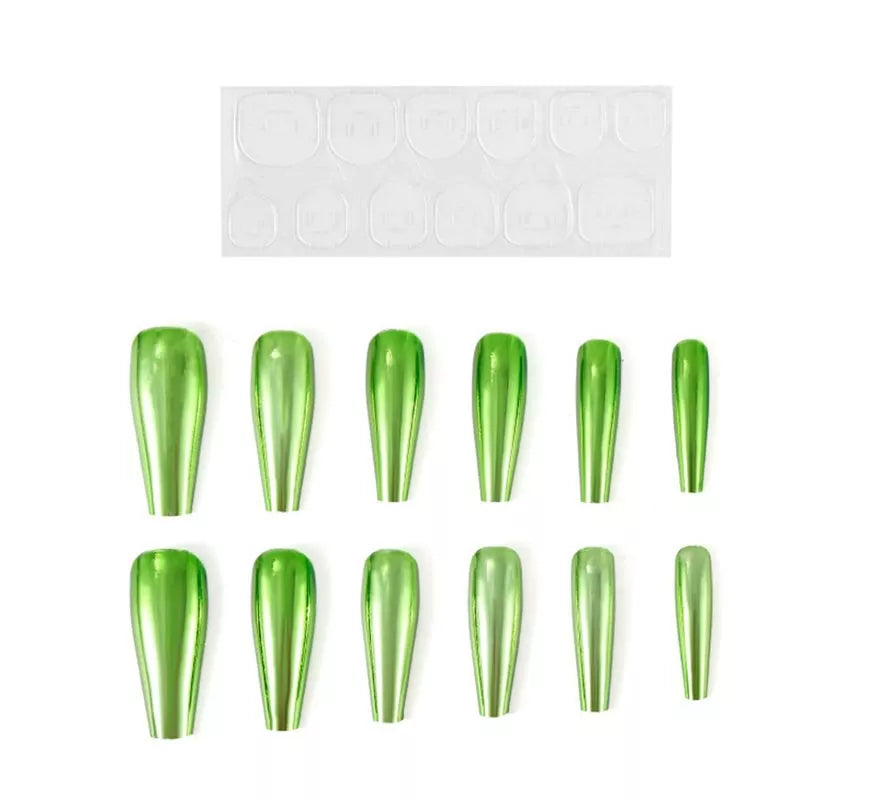 Translation missing: es.Pack de 13 Uñas Autoadhesivas efecto metal verde