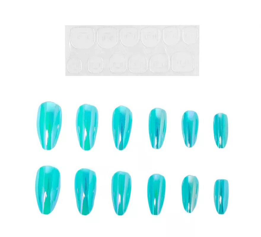 Translation missing: es.Pack de 13 Uñas Autoadhesivas Holo turquesa