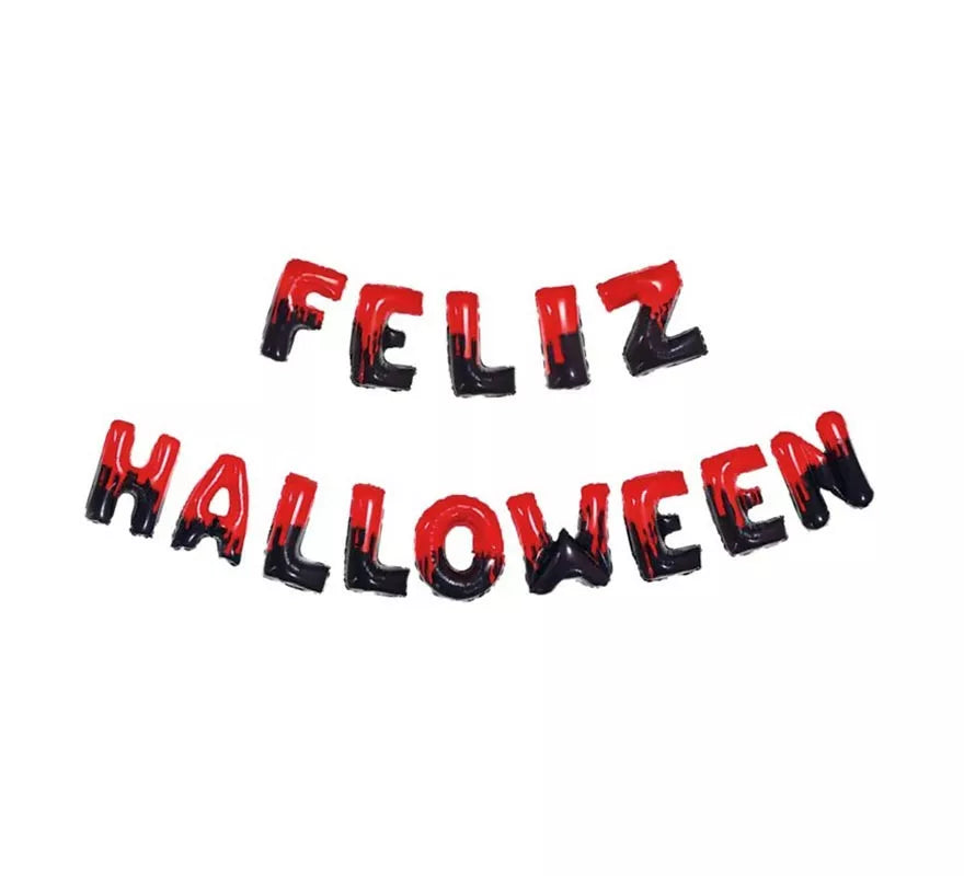 Pack de 14 Globos Feliz Halloween negro y rojo de 40 cm