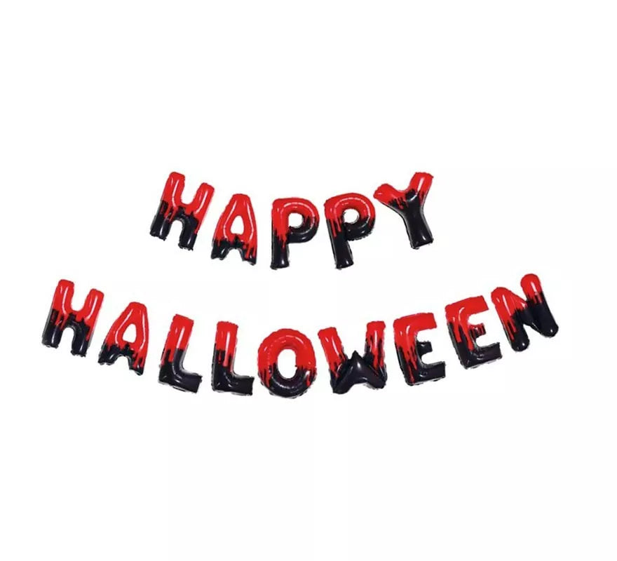 Pack de 14 Globos Happy Halloween negro y rojo de 40 cm