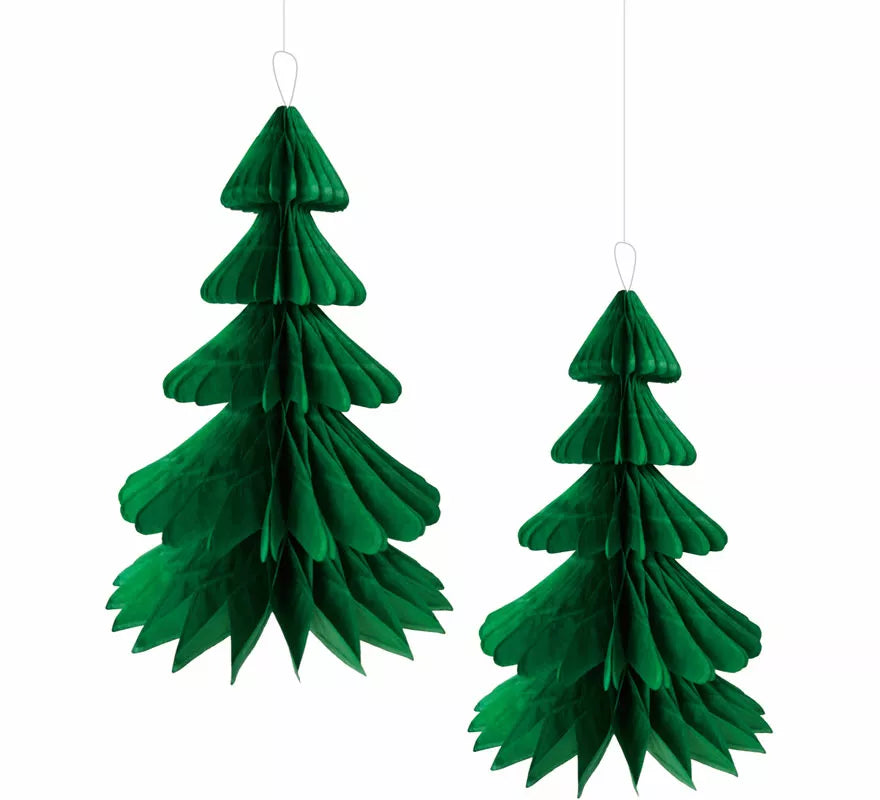 Pack de 2 Colgantes Panal de Árbol Navidad