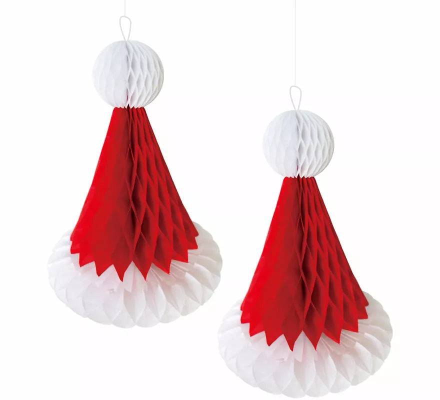 Translation missing: es.Pack de 2 Colgantes Panal de Gorro Noel de 15 cm