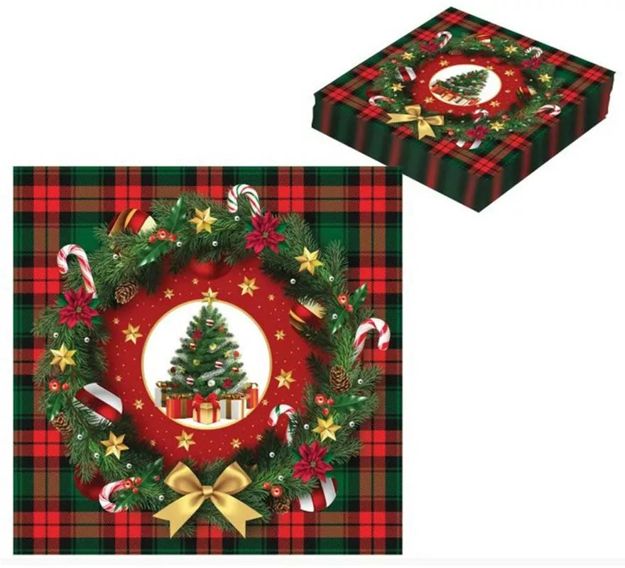 Pack de 20 Servilletas Árbol de Navidad de 33x33 cm